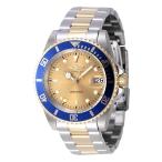 Invicta Pro Diver メンズ 40mm ステンレススチール ゴールド + スチールゴールドダイヤル NH35A 自動巻き, シルバー＆ゴールド