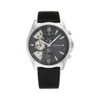 Tommy Hilfiger メンズクォーツ多機能腕時計 1710644 43.5mm レザーストラップ ローマ数字インデックス 5気圧防水
