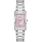 Bulova レディース クラシック ダイヤモンド ツートーン ステンレススチール 3針 クォーツ 腕時計 長方形, シルバー/ピンクの文字盤。, クラシッククォーツシル