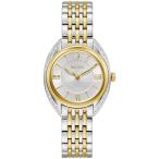 Bulova レディースクラシックダイヤモンドクォーツツートンステンレススチール腕時計、シルバーダイヤルスタイル:98R296, シルバーとゴールド, クラシッククォー
