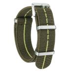 HARFINGTON (ハーフィントン) 伸縮性ナイロン腕時計バンド 20mm ワンピース フレンチウォッチストラップ 防水 交換用腕時計ストラップ シルバーバックル付き 男