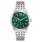 Guess Emerson Men's Stainless Steel Watch 42mm Silver Stainless Steel Bracelet 5 Bar Green Dial Date Display GW0976G5