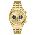 Guess Dawson Men's Watch with Date Display, Gold Stainless Steel Strap, Mineral Glass, Gold Dial, 5 Bar, Case Diameter: 44 mm, GW0971G2