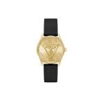 Guess Roxy GW0942L2 Women's Quartz Analogue Watch with 36 mm Stainless Steel Black Silicone Strap 3 Bar Gold Dial