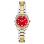 Guess Mini Luna Women's Watch with Two Tone Stainless Steel Bracelet Mineral Glass Red Dial 3 Bar Case Diameter 30 mm GW0841L8