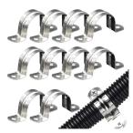 10pcs U Shape Pipe Clamps 20-60mm Stainless Steel Two Hole Strap Conduit Tube Clip Water 2-hole Pipe Plumbing Saddle Clamps(20mm)