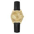 Leather Watch with Black Boa Gold Dial by GUESS