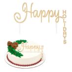 DecoPac Happy Holidays ケーキトッパー、ゴールドクリスマスデコレーション、お祝いパーティー＆お祝い用、食品安全ケーキ写真- 24パック