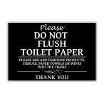 Please Do Not Flush Sign,Thick Acrylic Self-Adhesive Flush Only Toilet Paper Sign, Ideal for Restaurants, Bars, Hotels, and Airbnb (Black)