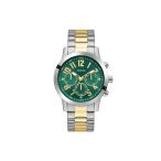 Guess Parker GW1006G4 Men's Quartz Analogue Stainless Steel Watch 44 mm Stainless Steel Bracelet Silver/Gold 5 Bar Green Dial Colour Date Display