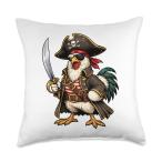 Chicken Dressed As A Pirate Funny Chicken Halloween Throw Pillow