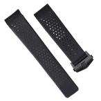 OFWAX TAG Heuer CARRERA対応 22/24mm ラバー防水腕時計バンド Dバックル（ブラッククラスプ、22mm）