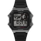 Timex ワールドタイム デジタル 40mm メンズ腕時計 ブラック シルバートーンケース