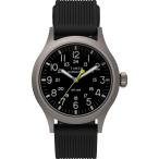 Timex Expedition Scout メンズ腕時計 40mm シルバートーンケース ブラックダイヤル ツーピースバンド