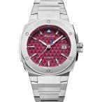 Alpina ユニ ソーラーパワーソーラーメーター、37.5mm シルバートーンステンレススチールケース, シルバートーンのブレスレット＆バーガンディの文字盤。