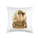 Chicken Dressed As A Pirate Funny Chicken Halloween Throw Pillow