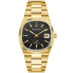 Bulova Super Seville Black Dial Gold-Tone Stainless Steel Watch 37.5mm - 97B246