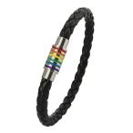 [ параллель импортные товары ] кожа комплект шнур магнитный браслет LGBT Rainbow браслет OAKKY Leather Braided LGBT Rainbow Ba