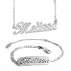 ショッピングfk07 zacria Melissa 18?Kホワイトゴールドメッキギフトセット Melissa Name Necklace & Brac 並行輸入品