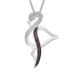 Pritvi Jewels Created Round Cut White & Red Garnet 925 Sterling  並行輸入品