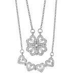 ショッピングハートゴールド 【並行輸入品】Ritach スターリングシルバー ハートクローバーネックレス 女性用 折りたたみ式ラブネックレス ホワイトゴールド 華奢なペンダ