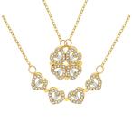 ショッピングハートゴールド 【並行輸入品】VANGETIMI 2イン1 四つ葉のクローバーチャーム ラッキーネックレス ハートクリスタルペンダントネックレス ゴールドリンク