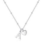 【並行輸入品】Vrsilver ハートイニシャルネックレス 女の子用 上品なスターリングシルバーネックレス ハートペンダントネックレス シルバー