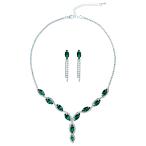 【並行輸入品】YBMYCM レディース ウェディング ブライズメイド ジュエリーセット ラグジュアリー ラインストーン クリスタル エメラルド