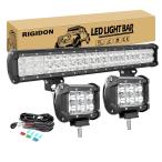 RIGIDON 20インチ 126W ライトバー 二列フラッドスポットコンボ 2個 18W 4インチ スポット LED フォグライ 並行輸入品