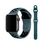アップルウォッチ バンド シリコン スチールブルー×ブラック Apple watch スポーツ シリコンラバー メンズ レディース 防水 ((S