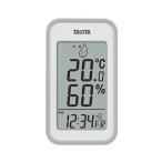 タニタ 温湿度計 TT-559 GY 温度 湿度 デジタル 壁掛け 時計付き 卓上 マグネット グレー