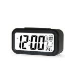 目覚まし時計 置時計 おしゃれ デジタル ライト 時計 見やすい シンプル 温度計 多機能 ブラック ((S