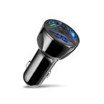 シガーソケット 3ポート USB QC3.0搭載 12V 24V 小型 車 トラック 充電器 急速充電 車載 カーチャージャー ブラック ((S