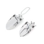 スコップ シャベル シルバー ミニサイズ 折りたたみ式 コンパクト ガーデニング ハンド 軽量 収納ケース ステンレス製  ((C