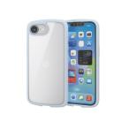 エレコム iPhone SE4 ケース メタルリング ステッカー ストラップホール ライトブルー PM-A25STSLFCBU