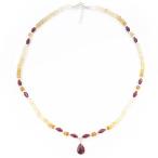 Natural Garnet Necklace for women Citrine Beads Jewelry Strand Silver January Birthstone 並行輸入品