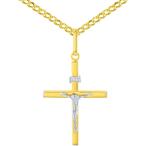 Jewelry America 14K ツートーン ゴールド スレンダー INRI 十字架 イエス 十字架 チャーム ペンダント ネックレス  Yellow Gold　並行輸入品