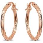 ショッピングfk07 【並行輸入品】ローズゴールドフラッシュ スターリングシルバー ツイストラウンドフープイヤリング レディース ガールズ (2x15mm - 直径50mm