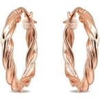 ショッピングfk07 【並行輸入品】ローズゴールドフラッシュ スターリングシルバー ツイストラウンドフープイヤリング レディース ガールズ (2x15mm - 直径45mm