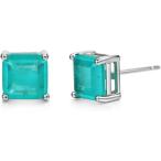 【並行輸入品】Michooyel S925 2カラット パライバ スタッドピアス ソリティア 4プロングセッティング トルマリンイヤリング ファインジ