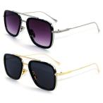 【並行輸入品】Sehnsucht Tony Stark サングラス アイアンマン UV保護 スクエアメタル スパイダーマン ダウニー パイロット