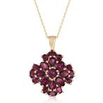 ショッピングGARNET 【並行輸入品】Ross-Simons 7.70 ct. t.w.ロードライトガーネットクラスターペンダントネックレス 18ktゴールドオーバースターリ
