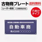 【送料無料】アクリル製 レーザー彫刻 古物商プレート160×80mm 警察 公安委員会指定 古物商許可証 格安 標識 壁掛け用穴ありタイプ 紺色 l-curio-navy-hole