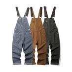 オーバーオール メンズ サロペット ワイド キャンバス アウトドア ストライプ ワークマン 秋 パンツ つなぎ 秋冬 おしゃれ 作業着 オールインワン ゆったり