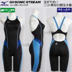  Mizuno .. купальный костюм Junior женщина WA одобрение 140cm N2MGC92592 черный × sax GX*SONIC STREAM половина костюм ( гонки открытый задний ) /2026SS