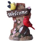 Welcome バード サインボード ソーラーパワー ガーデンスタチュー
