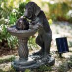 ファイバーグラス製 ソーラーパネル ケーナイン 犬 噴水 ガーデン彫像 置物 ガーデニング 庭 輸入品