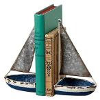 Blue Sail Boats Nautical Bookends Cast Iron and Galvanised Metal