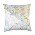 15 Degrees East Nautical Chart Andrews and St Joseph Bays, FL Throw Pillow,