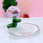ガラス細工　アジサイのステージ　ミニチュア　雑貨　置物　小物　花　紫陽花